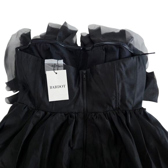 Bardot Black Fleurette Flower Appliques Strapless Mini Dress Fit & Flare Size 8 - Picture 8 of 11